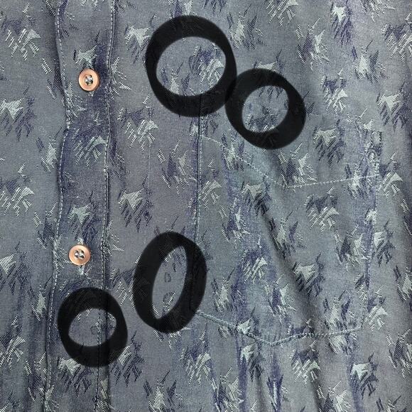 Exchange Unlimited Vintage Blue Print Long Sleeve Light Button Down Shirt Large - Picture 3 of 9